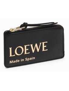 Loewe Portacarte con portamonete nero in pelle con logo