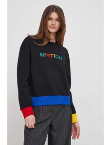United Colors of Benetton felpa in cotone donna colore nero con applicazione