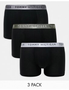 Tommy Hilfiger - Confezione da 3 boxer aderenti neri con fascia in vita colorata-Nero