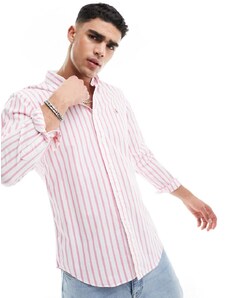 Polo Ralph Lauren - Camicia Oxford vestibilità classica custom fit a righe rosa e bianca con logo a icona