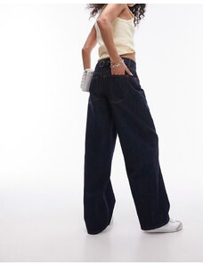 Topshop - Jeans raccolti sul retro indaco grezzo-Blu