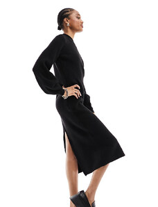 Vero Moda Tall Vero Moda Aware Tall - Vestito midi stile maglione nero con dettaglio sulle maniche