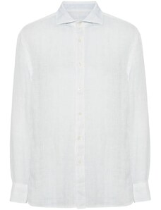 120% Lino Camicia bianca in lino slim-fit