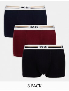 BOSS Bodywear - Revive - Confezione da 3 boxer aderenti neri, blu e rossi-Multicolore