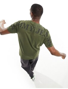 Tommy Jeans - T-shirt verde oliva con logo