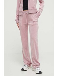 Juicy Couture pantaloni da tuta in velluto colore rosa