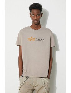 Alpha Industries t-shirt in cotone Label uomo colore beige 118502