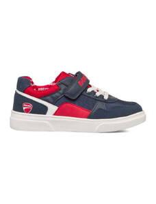 Sneakers blu e rosse da ragazzo con logo laterale Ducati