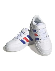 Sneakers bianche da bambino con strisce blu e rosse adidas Breaknet 2.0 EL K
