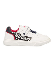 Sneakers bianche da ragazzo con logo laterale Ducati