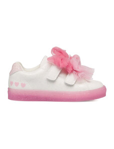 Sneakers bianche da bambina con glitter e fiocchetti rosa Le scarpe di Alice