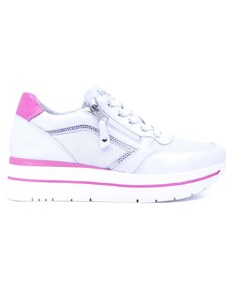 Nerogiardini Sneakers bianca e rosa con zip e lacci