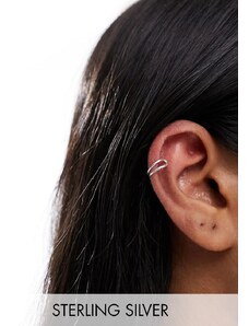 ASOS DESIGN - Orecchini ear cuff in argento sterling con design doppio