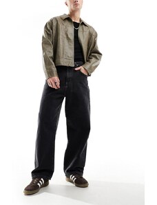 Pull&Bear - Jeans extra larghi a fondo ampio nero slavato-Marrone