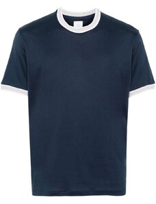 Eleventy T-shirt blu con bordino grigio