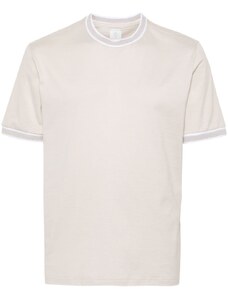 Eleventy T-shirt sabbia con bordino grigio