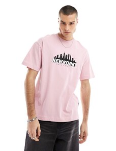 Jack & Jones - T-shirt rosa con stampa New York