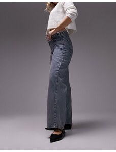 Topshop - Hourglass - Jeans con cinturino sul retro effetto candeggiato sporco-Blu