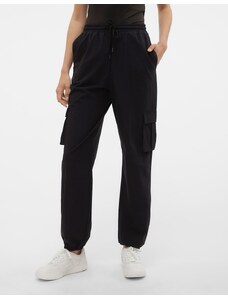 Vero Moda - Pantaloni cargo neri con fondo elasticizzato-Nero