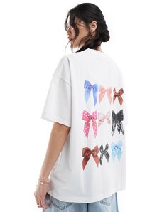 ASOS DESIGN - T-shirt oversize bianca con stampa sul retro-Bianco
