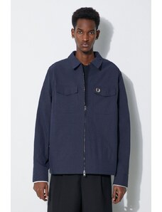 Fred Perry giacca Zip Overshirt uomo colore blu navy M5684.608