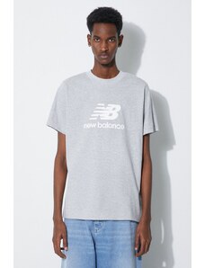 New Balance t-shirt in cotone Essentials Cotton uomo colore grigio MT41502AG