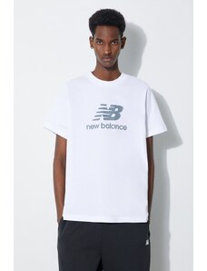 New Balance t-shirt in cotone Essentials Cotton uomo colore bianco MT41502WT