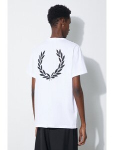 Fred Perry t-shirt in cotone Rear Powder Laurel Graphic Tee uomo colore bianco M7784.100