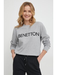 United Colors of Benetton felpa in cotone donna colore grigio con applicazione