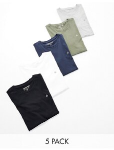 Jack & Jones - Confezione da 5 T-shirt slim fit multicolore