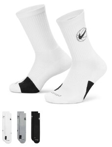 Nike Football Nike Basketball - Everyday - Confezione da 3 paia di calzini bianchi, neri e grigi-Multicolore
