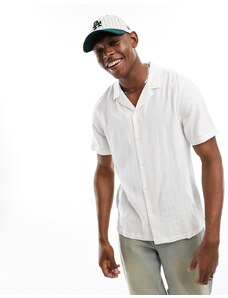 New Look - Camicia a maniche corte bianca in misto lino-Bianco