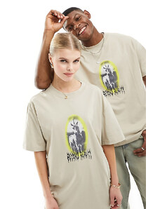 Weekday - T-shirt oversize unisex color pietra con stampa "Dream Reality" - In esclusiva per ASOS-Neutro