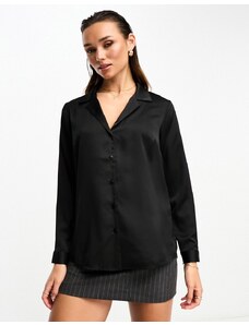 ASOS DESIGN - Ultimate - Camicia in raso nera-Black