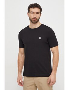 Tommy Hilfiger t-shirt in cotone uomo colore nero con applicazione