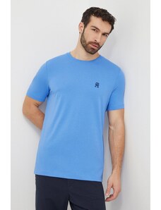 Tommy Hilfiger t-shirt in cotone uomo colore blu con applicazione