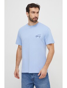 Tommy Jeans t-shirt in cotone uomo colore blu con applicazione