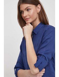 Lauren Ralph Lauren camicia di lino colore blu