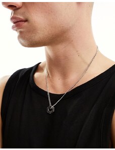Icon Brand - Collana argentata con pendente esagonale-Argento