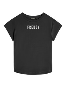 Freddy T-shirt donna in jersey con piccolo logo effetto satin