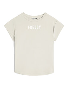 Freddy T-shirt donna in jersey con piccolo logo effetto satin