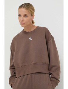 adidas Originals felpa Adicolor Essentials Crew Sweatshirt donna colore marrone con applicazione IR5971