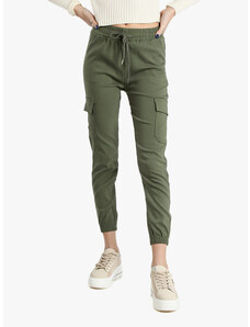 Solada Pantaloni Cargo Da Donna Con Tasconi e Polsini Casual Verde Taglia L