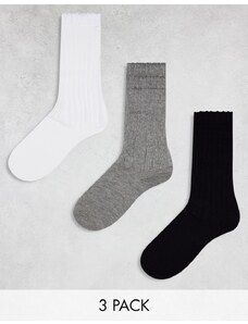 ASOS DESIGN - Confezione da 3 paia di calzini multicolore morbidi