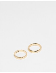 Icon Brand - Set di anelli a fascia color oro con design esagonale