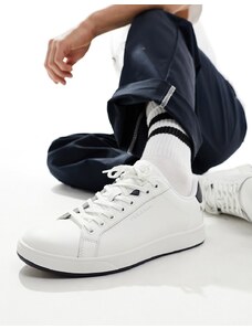 PS Paul Smith - Sneakers in pelle bianche con dettagli blu navy e logo a zebra-Bianco