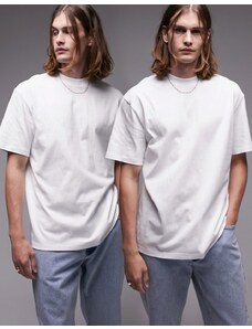 Topman - Confezione da 2 T-shirt vestibilità oversize bianche-Multicolore