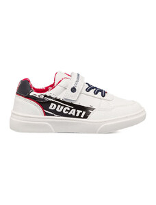 Sneakers bianche da bambino con logo laterale Ducati