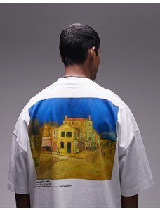 Topman - T-shirt super oversize bianca con stampa "The Yellow House" in collaborazione con il Van Gogh Museum-Bianco