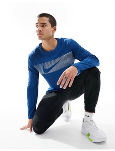 Nike Running - Flash Dri-FIT Miler - Top a maniche lunghe blu riflettente